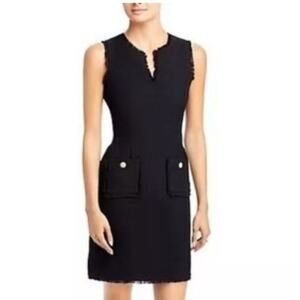 NEW Karl Lagerfeld Paris Women's V-Neck Mini Black Dress Pocket Font Size 12